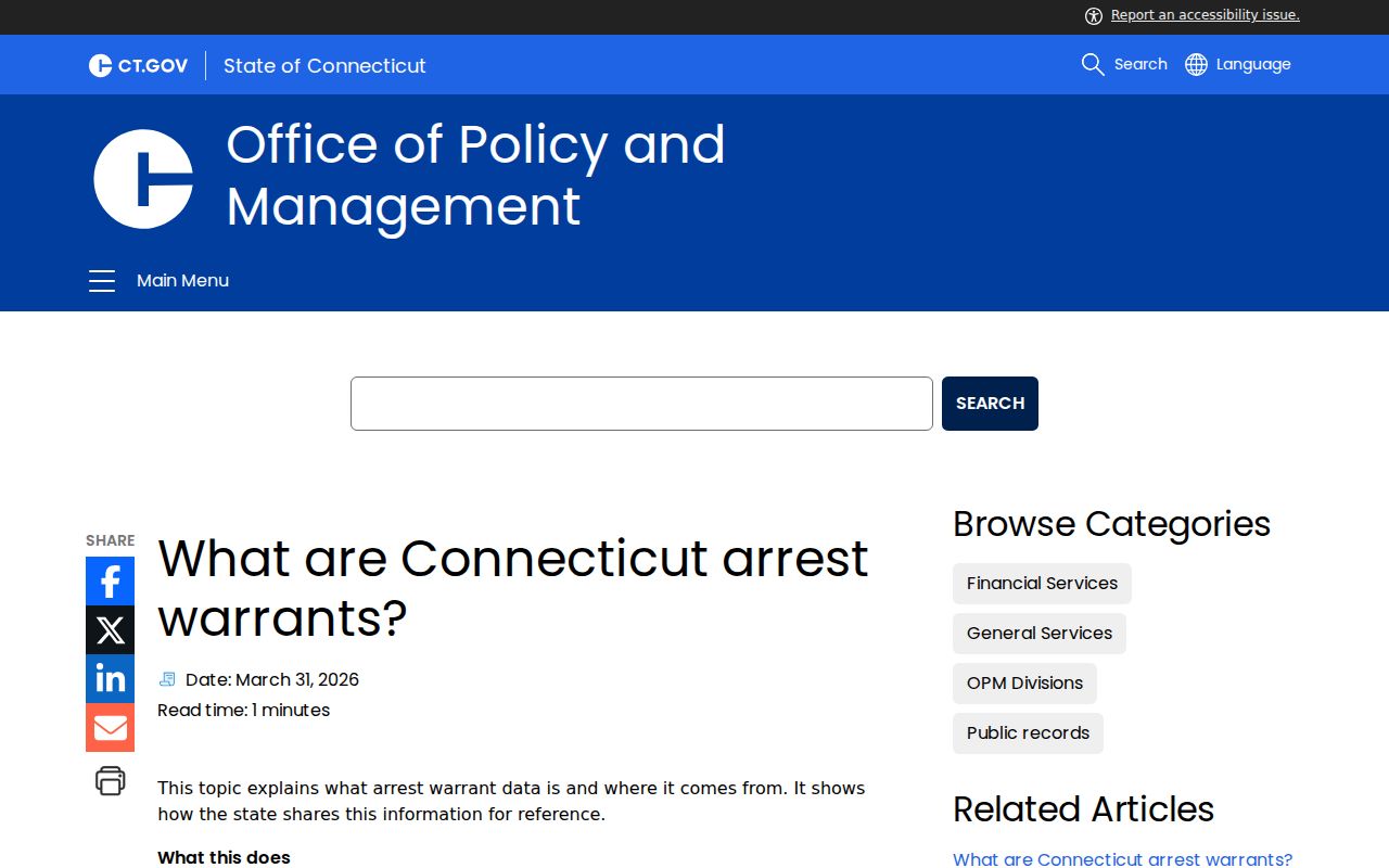 New London County most wanted OPM warrant explanation
