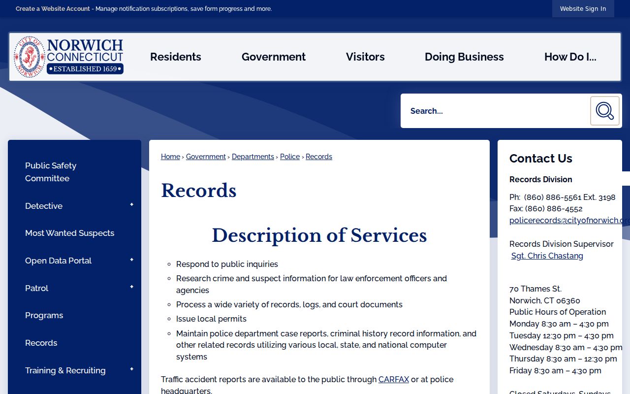 Norwich Records Division official citations and warrants information